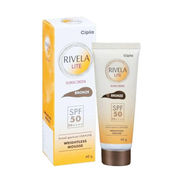 Rivela Lite Weightless Mousse Broad Spectrum UVA/UVB Sunscreen, Bronze SPF 50+ - 40 gm