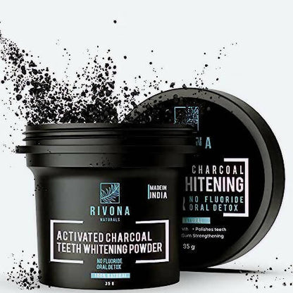Rivona Naturals Activated Charcoal Teeth Whitening Powder - 35 gm