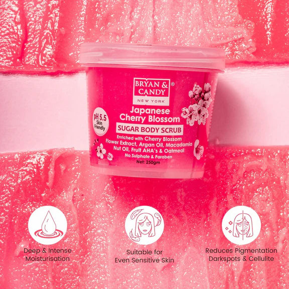 Bryan & Candy Japanese Cherry Blossom Sugar Body Scrub - 250 gm