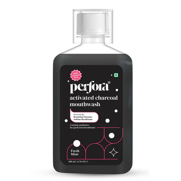 Perfora Activated Charcoal Mouthwash - Fresh Mint - 200 ml