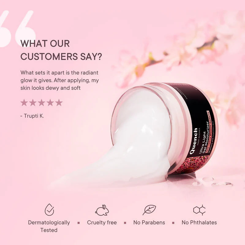Quench Ultra Light Gel Moisturizer With 2% Niacinamide & Cherry Blossom For Intense Brightening - 50 ml