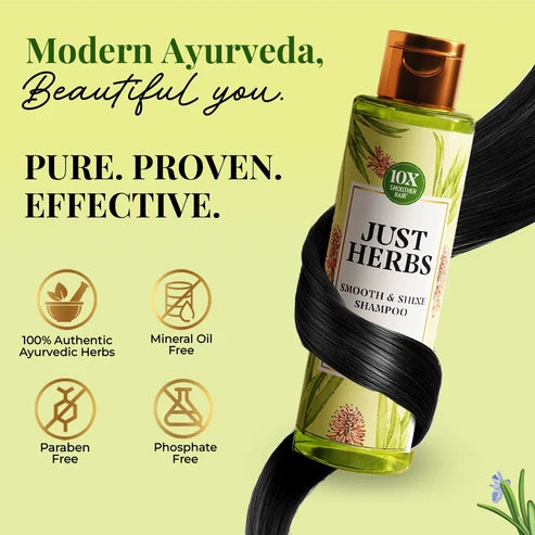 Smooth & Shine Shampoo for Dry and Frizzy Hair| Aloe Vera, Almond, Rice Protein & 12 Herbs