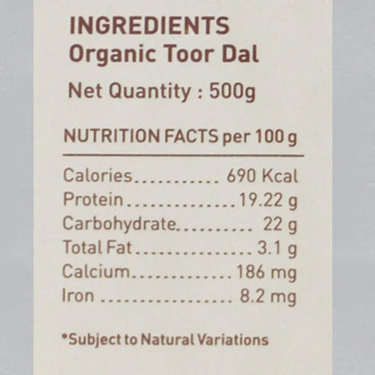 Pure & Sure Toor Dal Traditional Organic Pulses - 500 gm