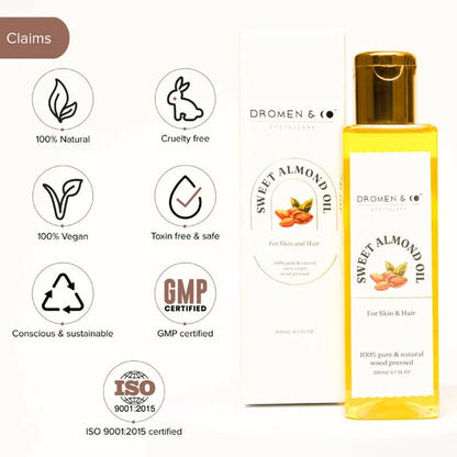 Dromen & Co Sweet Almond Oil For Skin & Hair - 200 ml