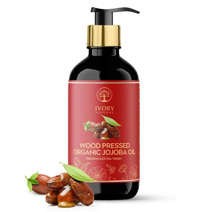 Ivory Natural Wood Pressed Organic Jojoba Oil Premium & Extra Virgin For Smooth Dry Skin, Avoid Flakiness, & Improve Skin Elasticity - 200 ml