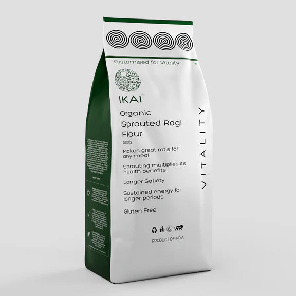 IKAI Organic Sprouted Finger Millet/Ragi Atta - 450 gm