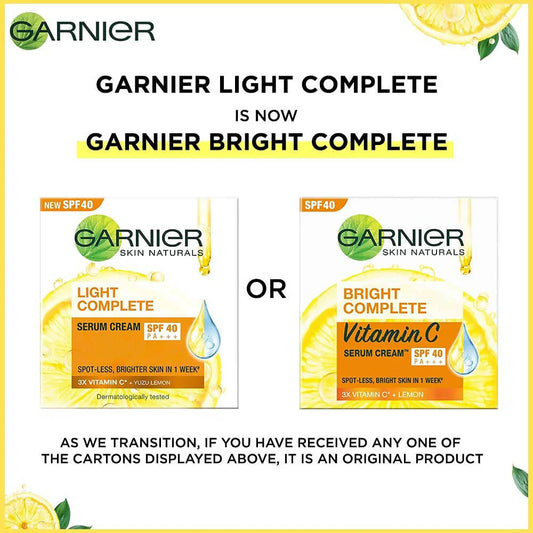 Garnier Bright Complete Vitamin C SPF40/PA+++ Serum Cream
