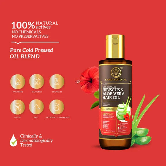 Khadi Natural Hibiscus & Aloe Vera Hair Oil - 200 ml