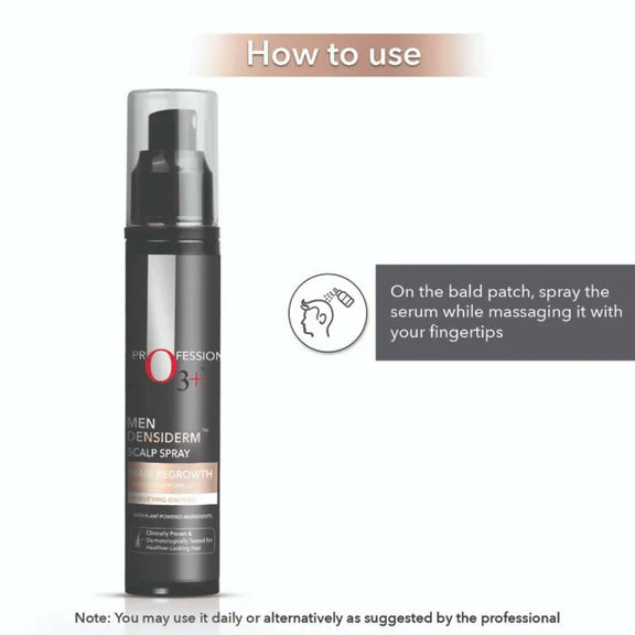Professional O3+ Men Densiderm Hair Growth Scalp Serum Spray For Anti Hair Loss With Ginseng - 50 ml