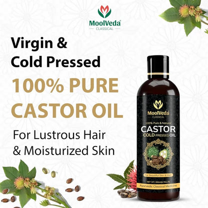 Moolveda Pure Cold Pressed Castor Hair Oil For Hair Growth - 200 ml