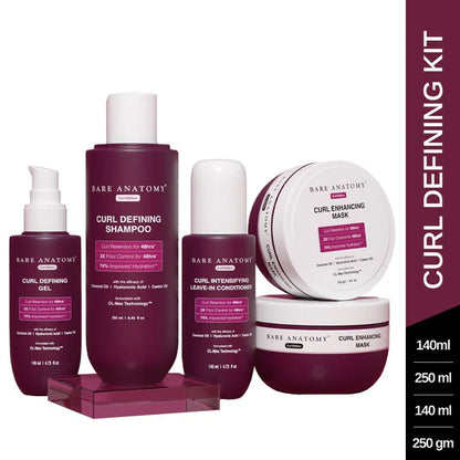 Bare Anatomy Curl Defining Kit (Shampoo + Mask + Leave In Conditioner + Gel) - Kit