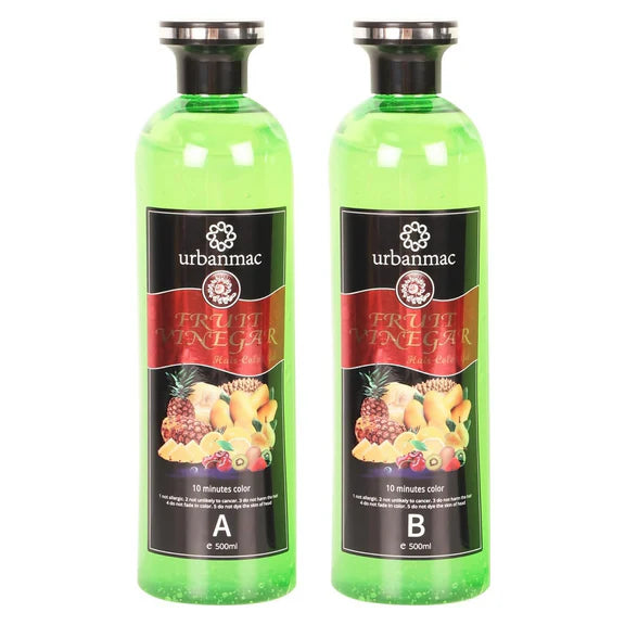 Urbanmac Fruit Vinegar Gel Hair Color Natural Hair Color Dye For Black - 500 ml - Pack of 2