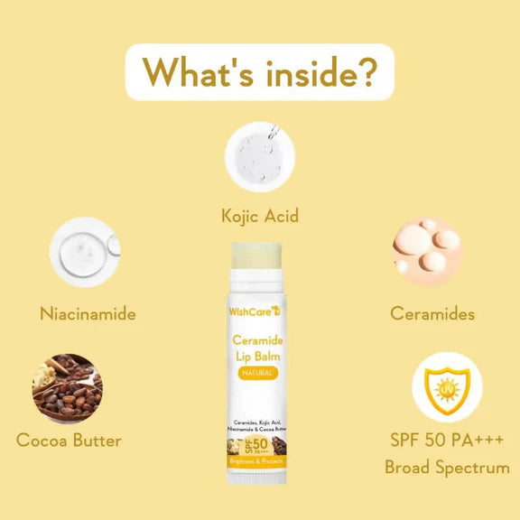 Wishcare Ceramide Lip Balm with SPF50 PA+++ - Natural - 5 gm