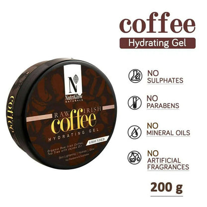 NutriGlow NATURAL'S Coffee Hydrating Gel, Organic Raw Irish Coffee With Tea Tree With Jojoba Oil - 200 gm