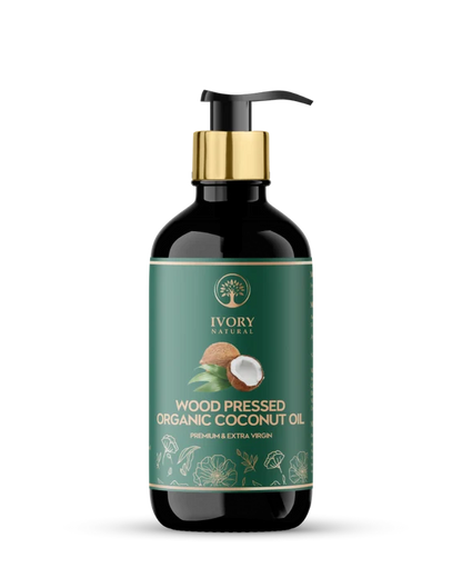 Ivory Natural Wood Pressed Organic Coconut Oil , Premium Extra Virgin Oil - For Radiant Skin, Hair Wellness & Baby Care - 200 ml