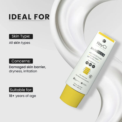 KeyCi InvisiBlock Advanced Fluid Sunscreen SPF 50 PA++++ | 50ml | Niacinamide & Cica sunscreen  ✓ View Product Certificate