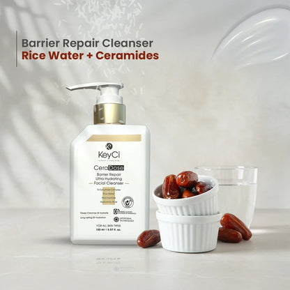 KeyCi CeraDose Barrier Repair Ultra Hydrating Facial Cleanser 150ml | Rice Water & Ceramides Facial Cleanser