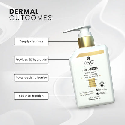 KeyCi CeraDose Barrier Repair Ultra Hydrating Facial Cleanser 150ml | Rice Water & Ceramides Facial Cleanser