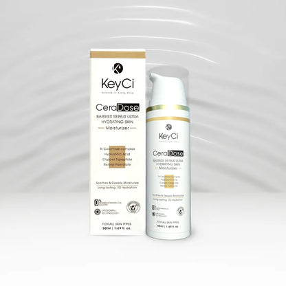 KeyCi CeraDose Barrier Repair Ultra Hydrating Skin Moisturizer 50ml | Ceramide + Cica & Hyaluronic Acid Moisturiser
