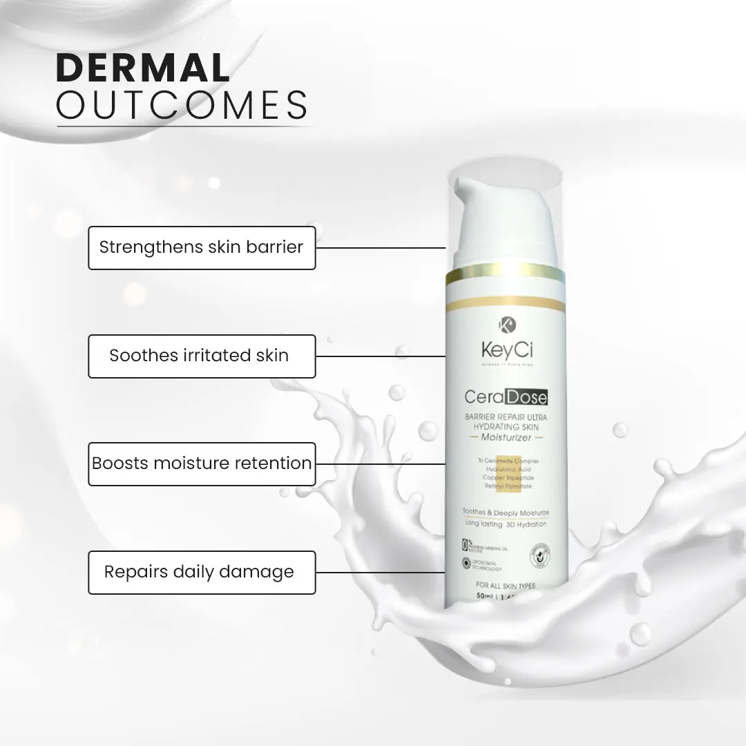 KeyCi CeraDose Barrier Repair Ultra Hydrating Skin Moisturizer 50ml | Ceramide + Cica & Hyaluronic Acid Moisturiser