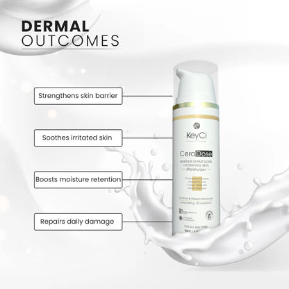 KeyCi CeraDose Barrier Repair Ultra Hydrating Skin Moisturizer 50ml | Ceramide + Cica & Hyaluronic Acid Moisturiser
