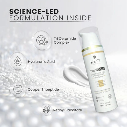 KeyCi CeraDose Barrier Repair Ultra Hydrating Skin Moisturizer 50ml | Ceramide + Cica & Hyaluronic Acid Moisturiser