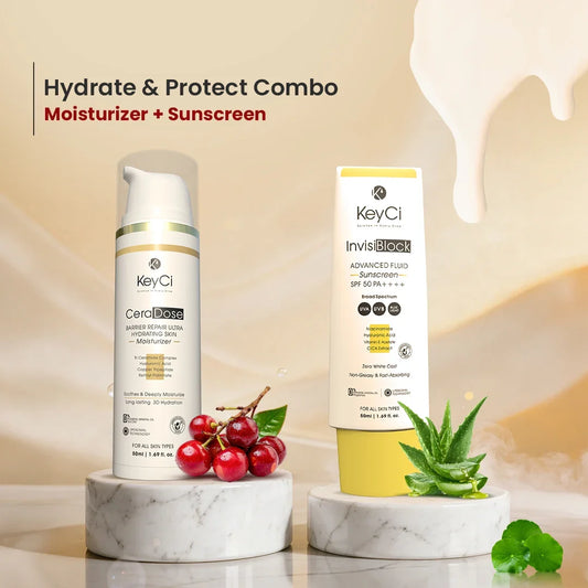 KeyCi Hydrate & Protect Combo | Moisturizer 50ml + Sunscreen 50ml | Pack of 2