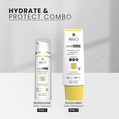 KeyCi Hydrate & Protect Combo | Moisturizer 50ml + Sunscreen 50ml | Pack of 2