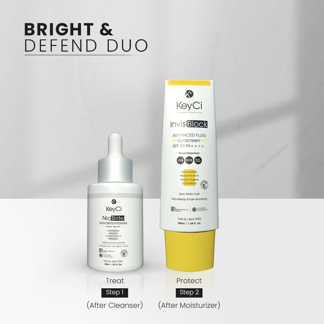 KeyCi Bright & Defend Duo | Serum 30ml + Sunscreen 50ml | Pack of 2