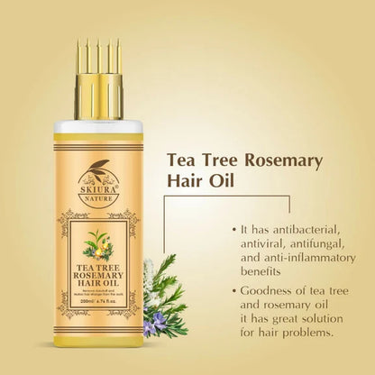 Skiura Nature Tea Tree Rosemary Hair Oil For Strong Healthy Hair And Dandruff Free - 200 ml