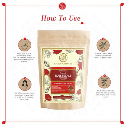 Khadi Natural Organic Rose Petals Powder - 100 gm