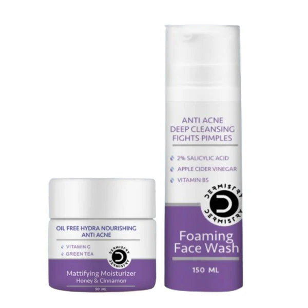 Dermistry Mattifying Moisturizer & Anti Acne Foaming Face Wash - combo