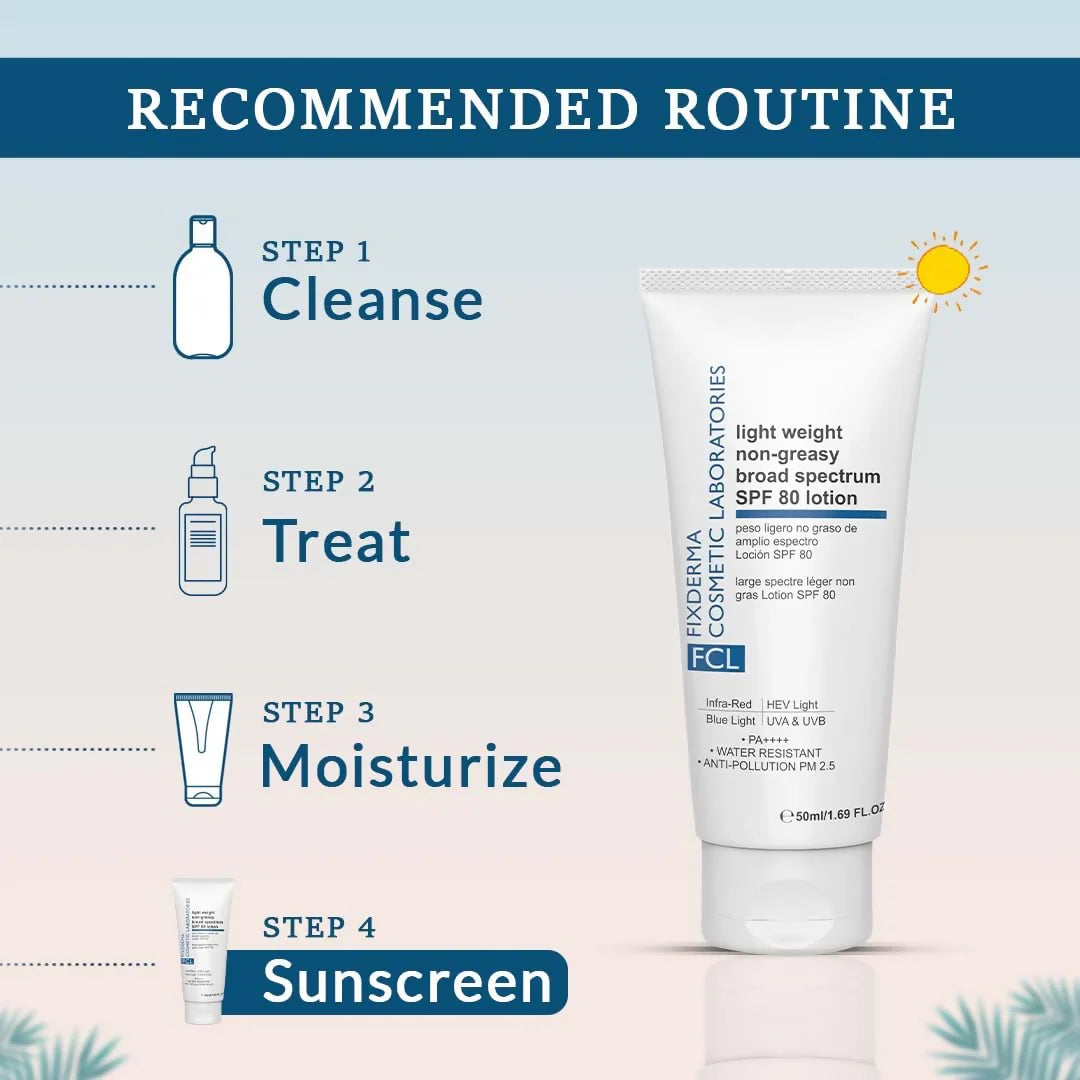 FCL Light Weight Non-Greasy Broad Spectrum SPF 80 Lotion - 50 ml
