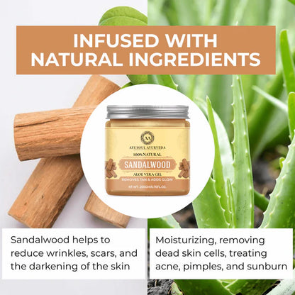 Ayusoul Ayurveda Sandalwood Aloe Vera Gel For Face & Body Skin Treatment - 200 gm