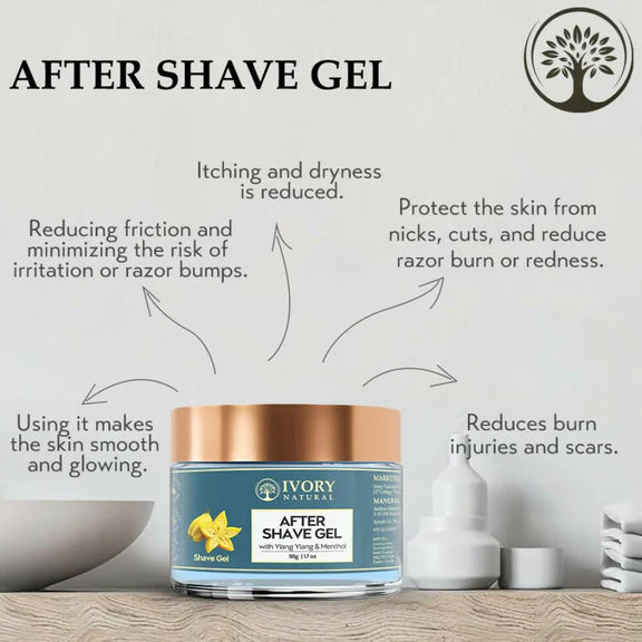Ivory Natural After Shave Gel For Gentle Post-Shave, Reduced Facial Worries - 50 gm