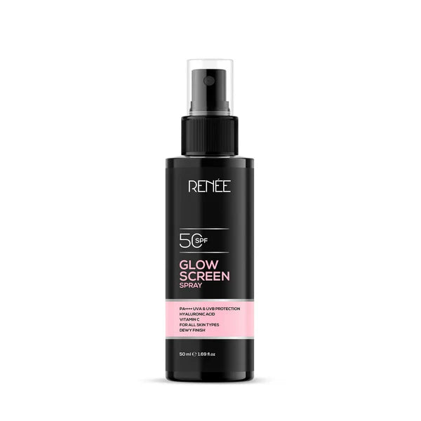 Renee Glowscreen Spf 50 Sunscreen Spray PA++++ Lightweight, Non Greasy & Quick Absorbing - 50 ml
