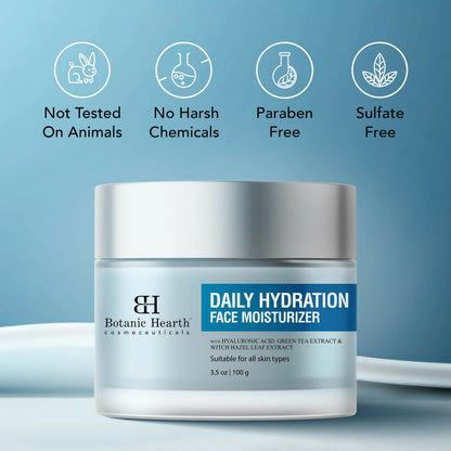 Botanic Hearth Daily Hydration Moisturizer for Face with Hyaluronic Acid & Green Tea Extract - 100 gm