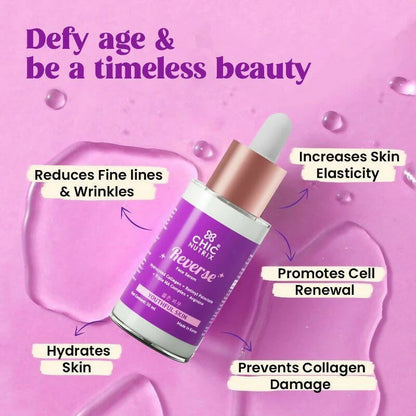 Chicnutrix Korean Reverse ??Anti Aging Face and Eye Serum with Hydrolyzed Collagen + Retinol, Helps Reverse Puffiness & Dark Circles