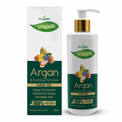 VI-JOHN Prakritik Argan & Evening Primrose Hair oil, Helps to Control Dandruff,100% Bio Actives Hair Oil - 250 ml