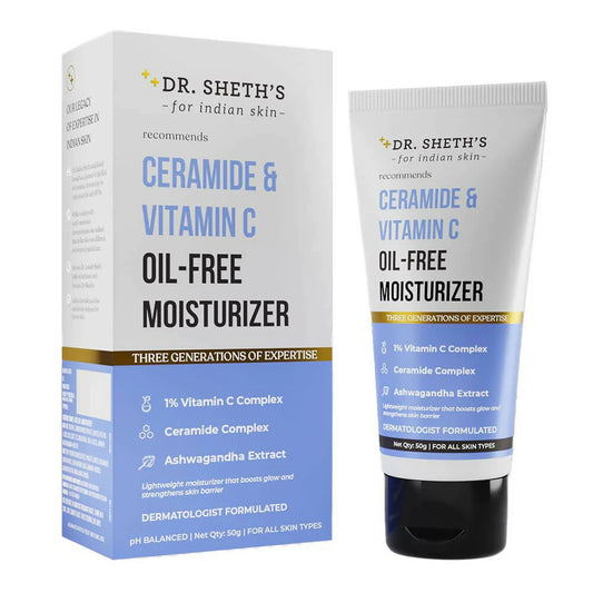 Dr. Sheth's Ceramide & Vitamin C Oil Free Moisturizer Hydrate & Brighten Skin With Vitamin C, Ceramide & Ashwagandha, For All Skin Types