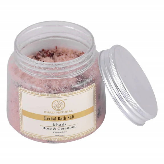 Khadi Natural Rose & Geranium With Rose Petals Bath Salt - 200 gm