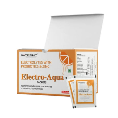 Nutrisrot Electro-Aqua Instant Hydration & Energy Drink Sachets Orange Flavour - 5 gm - Pack of 20