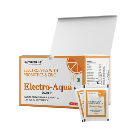 Nutrisrot Electro-Aqua Instant Hydration & Energy Drink Sachets Orange Flavour - 5 gm - Pack of 20
