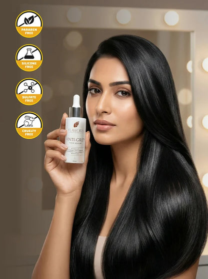 Flawora Set of Anti-Grey Hair Serum and Golden Glow Face Serum - combo