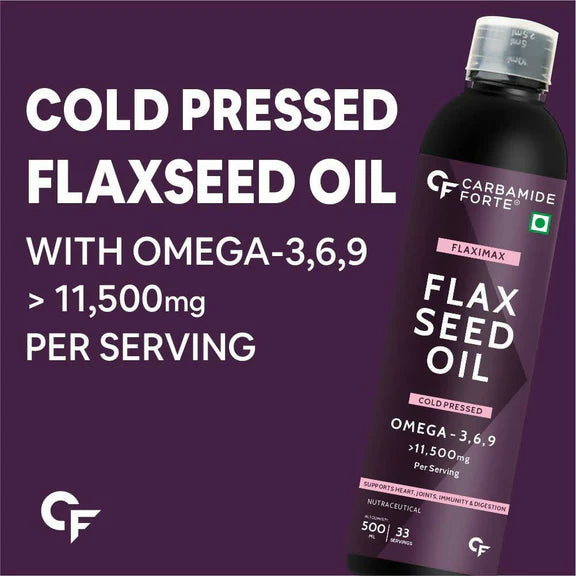 Carbamide Forte Flaxseed Omega 3 6 9 Oil for Eating Skin & Hair Growth - 500 ml