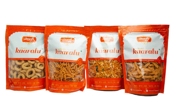 Vellanki Foods Namkeen Combo Pack (250g Each) - Muruku, Chegodi, Vampoosa, Mixture - combo