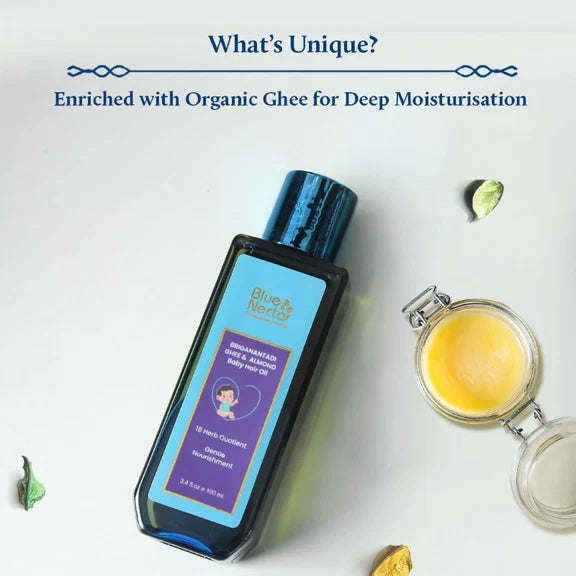 Blue Nectar Baby Hair Oil With Organic Ghee & Almond Oil - 100 ml