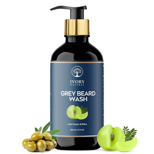 Ivory Natural Grey Beard Wash For Beard Graying And Restoring Beard'S Natural Black Shade - 200 ml