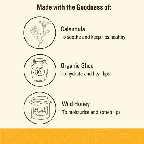 Soultree Calendula & Honey With Organic Ghee Lip Balm - 3.5 gm