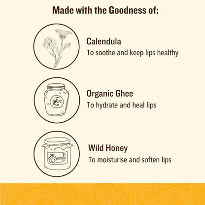 Soultree Calendula & Honey With Organic Ghee Lip Balm - 3.5 gm